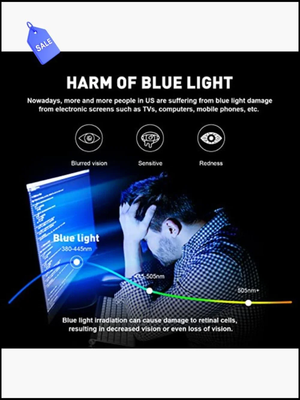 Blue Light Blocking Glasses Half Frame Anti Eyestrain Computer Gaming Glasses